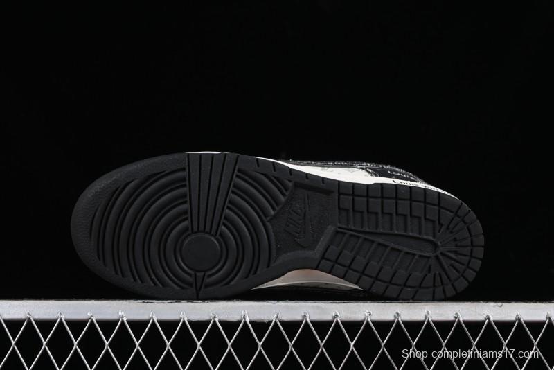 Nike SB Dunk Low LV Collaboration - Black Denim Print Anniversary Custom Low-Top Casual Sneakers - SJ2068-256