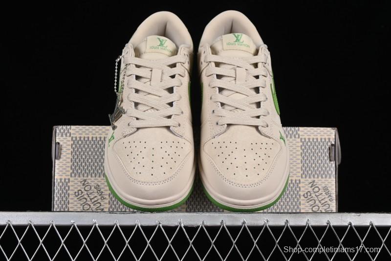 Nike SB Dunk Low LV Collaboration - Emerald City Anniversary High-End Custom Low-Top Casual Skate Shoes - XB3802-345