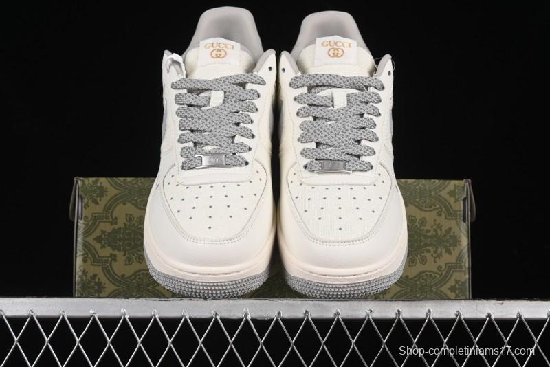 Nike Air Force 1 '07 Low Gucci Collaboration - Beige Grey Linen Casual Sneakers - XZ3398-688