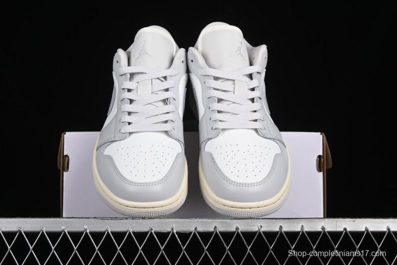 Nike Air Jordan 1 Low Casual Sneakers in White-Grey - FQ7687-300