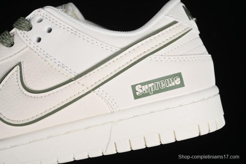Nike SB Dunk Low Supreme Collaboration - Off-White Green Check Anniversary Customized Low-Top Casual Skate Shoes - DQ1098-391