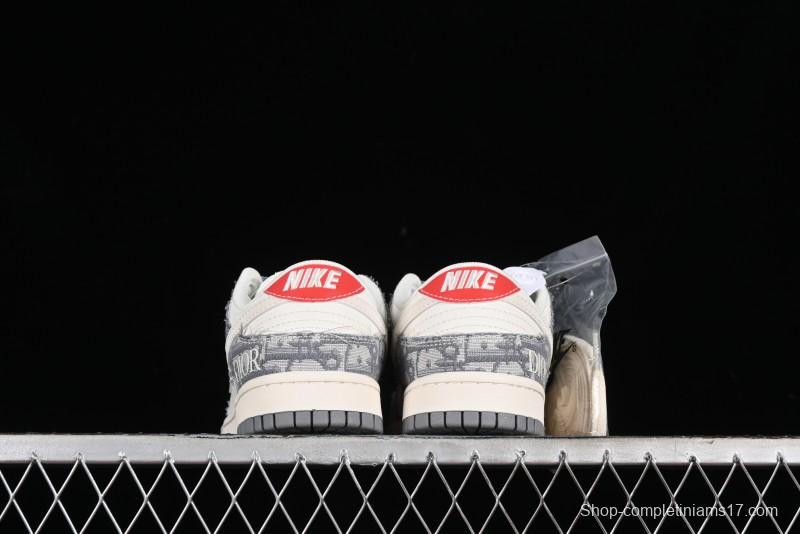 Nike SB Dunk Low Dior Collaboration - Suede Gray Anniversary High-End Custom Low-Top Casual Skate Shoes - XY1688-004