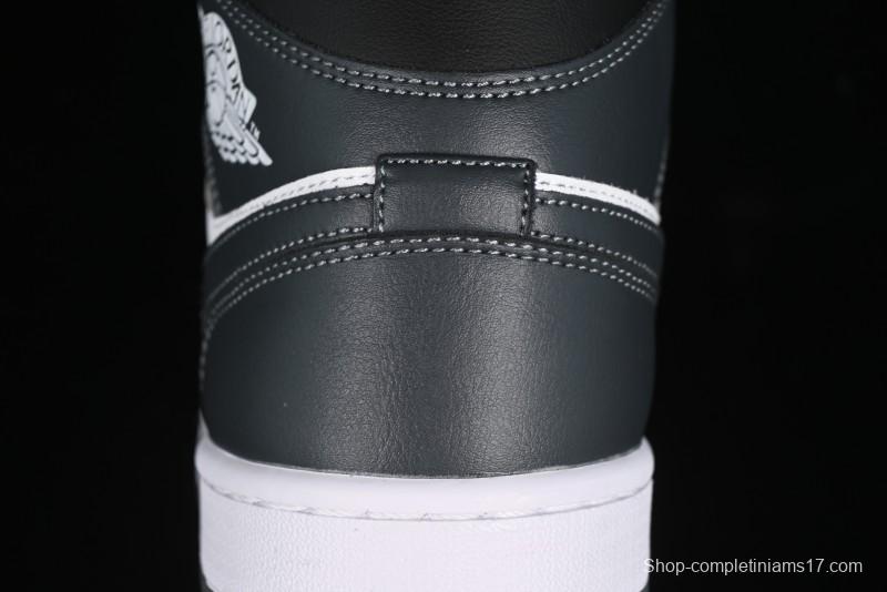 Nike Air Jordan 1 Mid AJ1 White Black Grey Mid-Top Casual Sneakers - DQ8426-001