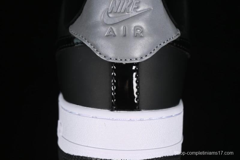 Nike Air Force 1 '07 Low Patent Leather All Black Casual Sneakers - AH6827-001