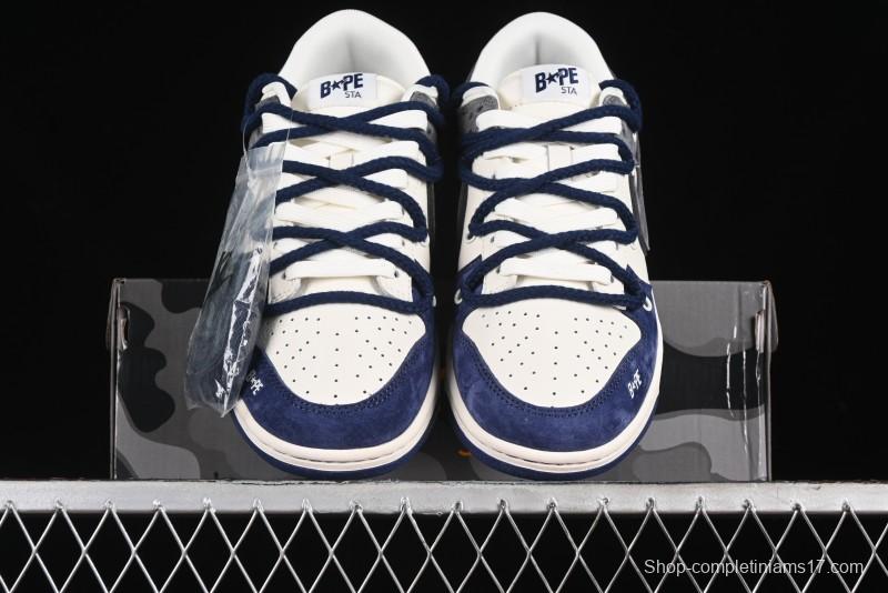 Nike SB Dunk Low BAPE Collaboration - Strap Multi-Color Grey Swoosh Anniversary Custom Low-Top Casual Sneakers - SJ2068-278