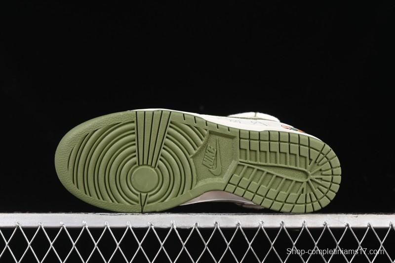 Nike SB Dunk Low Gucci Collaboration - Beige Green Floral Anniversary High-End Custom Low-Top Casual Skate Shoes - XX2025-918