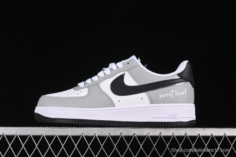 Nike Air Force 1 '07 Low White Grey Black Double Swoosh Casual Sneakers - DY8899-001