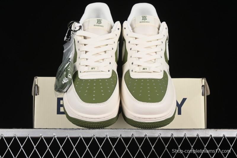 Nike Air Force 1 '07 Low Burberry Collaboration - Off White Mint Green Low Top Casual Sneakers - BB8588-221