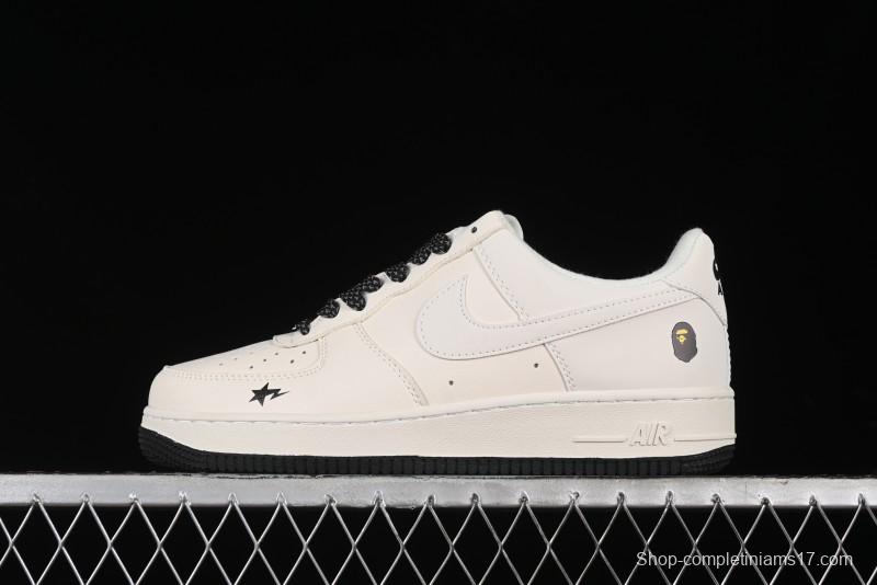 Nike Air Force 1 '07 Low Bape Collaboration - Black Beige Starry Sky Low Top Casual Sneakers - FG6688-103