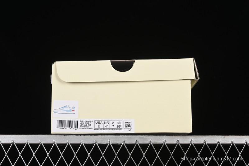 Nike Travis Scott x Fragment Design x Air Jordan 1 Low OG SP AJ1 Stone Island Collaboration - BB6588-105