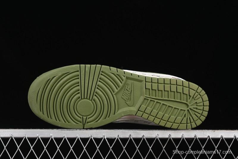 Nike SB Dunk Low Gucci Collaboration - Subtle Pattern Beige Green Swoosh Anniversary Custom Low-Top Casual Sneakers - KK1888-006