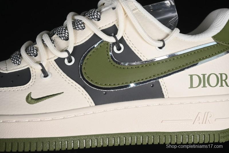Nike Air Force 1 '07 Low Dior Collaboration - White Green Drawstring Casual Sneakers - SJ1198-200