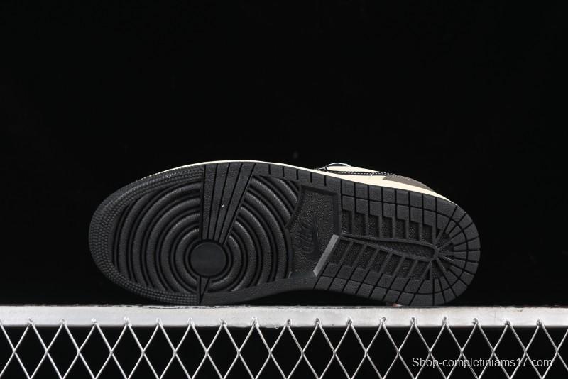 Nike Air Jordan 1 Low "Coconut Milk Black" Casual Basketball Shoes with Contrast Swoosh - HQ3437-101