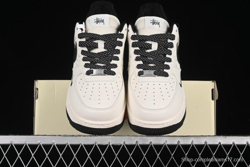 Nike Air Force 1 '07 Low Stussy Collaboration - White Black Low-Top Casual Sneakers - XZ3328-001