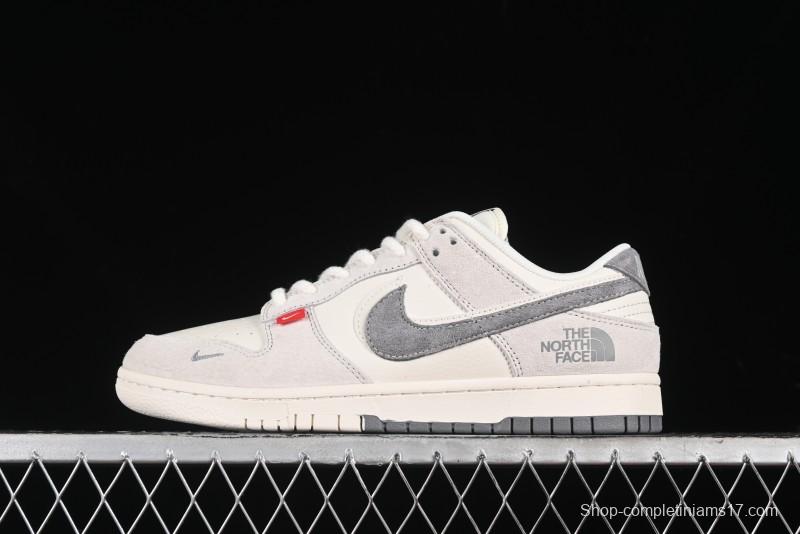 Nike SB Dunk Low The North Face Collaboration - Grey Pigskin Navy Swoosh Anniversary Custom Low-Top Casual Skate Shoes - SJ1089-009