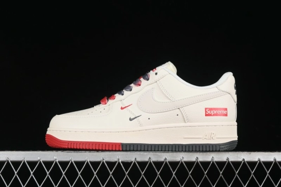 Nike Air Force 1 '07 Low Supreme Collaboration - Beige Red Blue Colorblock Casual Sneakers - XZ6188-228
