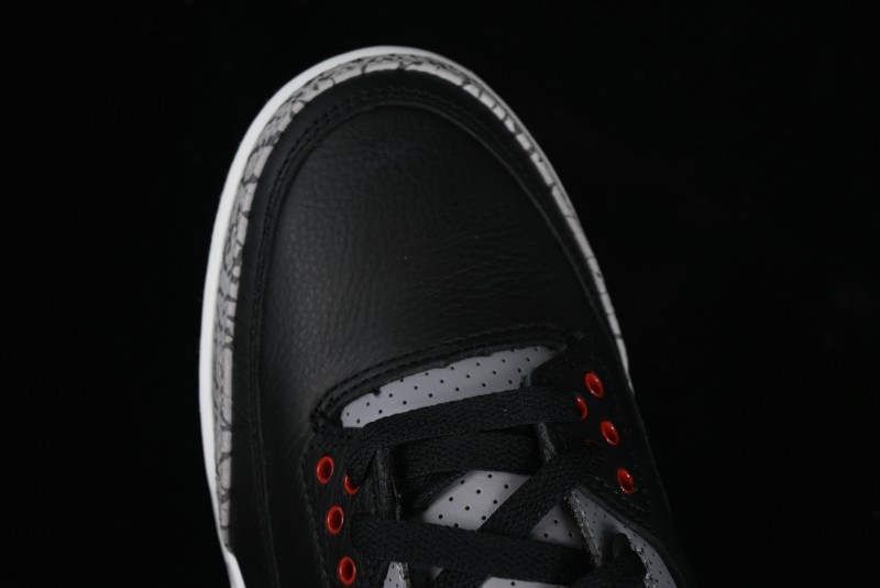 Nike Air Jordan 3 Retro Black Cement Sneakers with Visible Air Cushion - DN3707-010