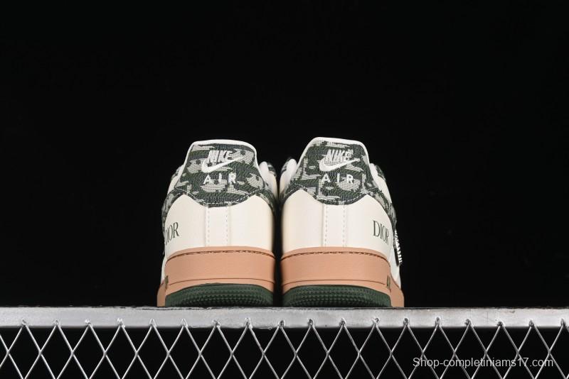 Nike Air Force 1 '07 Low Dior Collaboration - Beige Green Swoosh Low-Top Casual Sneakers - KK1988-010