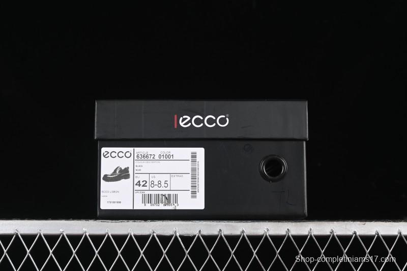 Ecco Block Brogue Business Derby Round Toe Genuine Leather Dress Shoes - 63667201001