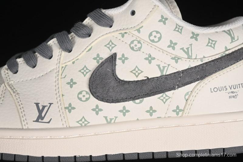 Nike Air Jordan 1 Low LV Collaboration Print Off-White Retro Basketball Shoes - WG8850-010