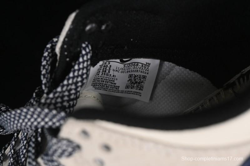 Nike SB Dunk Low Supreme x Stussy Triple Collaboration - Off White Navy Swoosh Anniversary Custom Low-Top Casual Sneakers - SJ2068-301