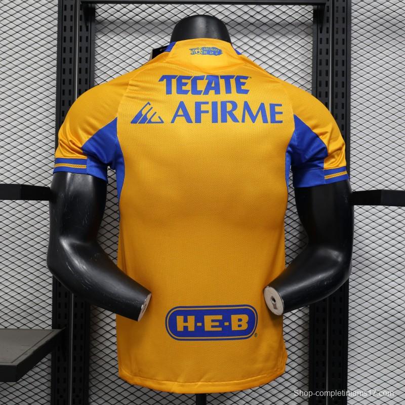Player Version 25/26 Tigres UANL Home Yellow with Blue Stripes Jersey