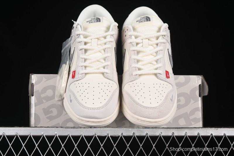 Nike SB Dunk Low The North Face Collaboration - Grey Pigskin Navy Swoosh Anniversary Custom Low-Top Casual Skate Shoes - SJ1089-009