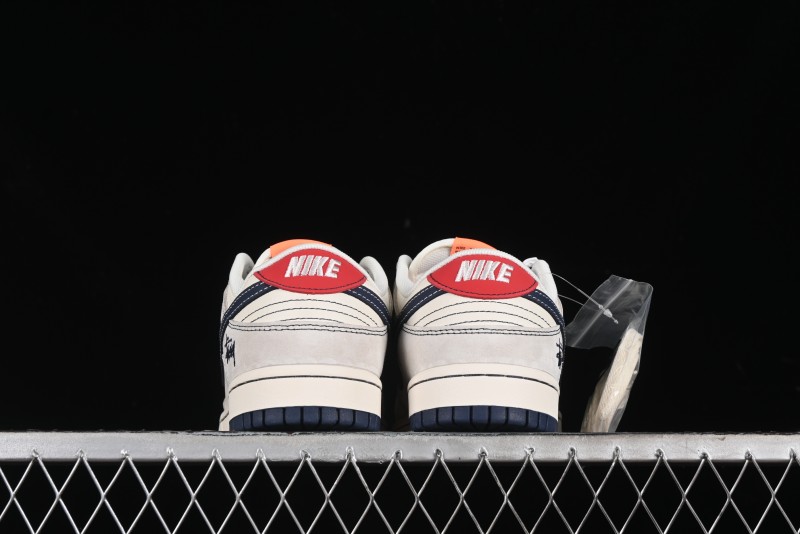 Nike SB Dunk Low Stussy Collaboration - Patchwork Grey White Dark Blue Swoosh Anniversary Custom Low-Top Casual Skate Shoes - MM1089-025