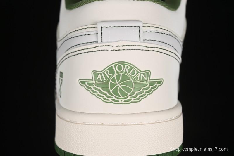 Nike Air Jordan 1 Low OFF-WHITE Collaboration - Retro Basketball Shoes with Beige Green Stitching - CF3688-021