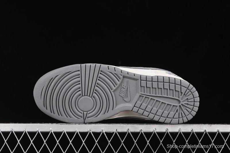 Nike SB Dunk Low Stussy Collaboration - Grey Pigskin Red Tail Anniversary High-End Custom Low-Top Casual Skate Shoes - XY2025-015