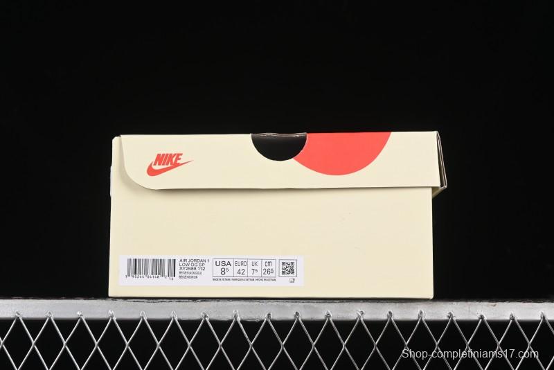 Nike Travis Scott x Fragment Design x Air Jordan 1 Low OG SP AJ1 Retro Sneakers with Dragon Scale Swoosh - XY2688-112