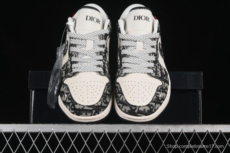 Nike Air Jordan 1 Low AJ1 Dior Collaboration - White Black Red Label Retro Basketball Shoes - SJ9950-036