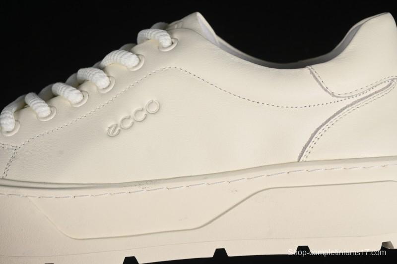 ECCO Street Light Series Autumn Platform Round Toe Versatile Casual White Sneakers 63311901002
