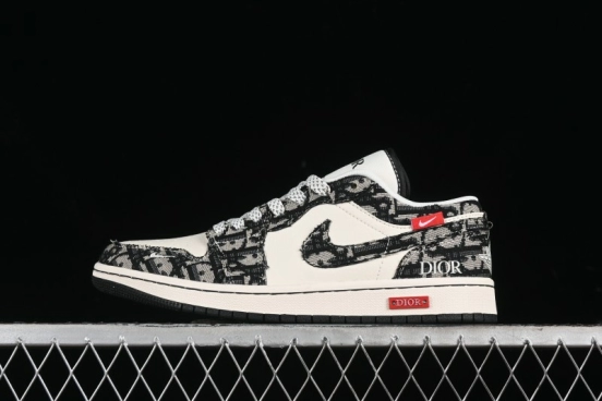 Nike Air Jordan 1 Low AJ1 Dior Collaboration - White Black Red Label Retro Basketball Shoes - SJ9950-036