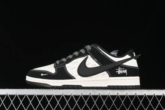 Nike SB Dunk Low x AMBUSH x Stussy Collaboration - Black Stitch Anniversary Custom Low-Top Casual Sneakers - XX2025-358