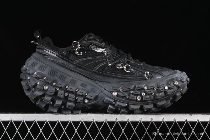 Balenciaga Defender Rubber Platform Sneakers Low-Top Combat Outdoor Shoes with Studded Design and Exaggerated Tire Tread Sole - W2RAG1081