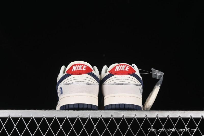 Nike SB Dunk Low The North Face Collaboration - Grey Pigskin Navy Swoosh Anniversary Custom Low-Top Casual Skate Shoes - SJ1089-012