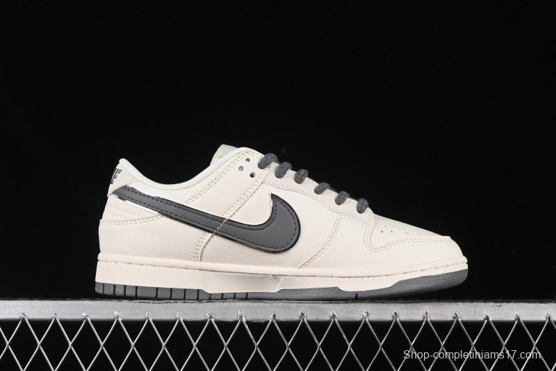 Nike SB Dunk Low Carhartt Collaboration - Off White Grey Swoosh Anniversary Custom Low-Top Casual Skate Shoes - SJ1089-006