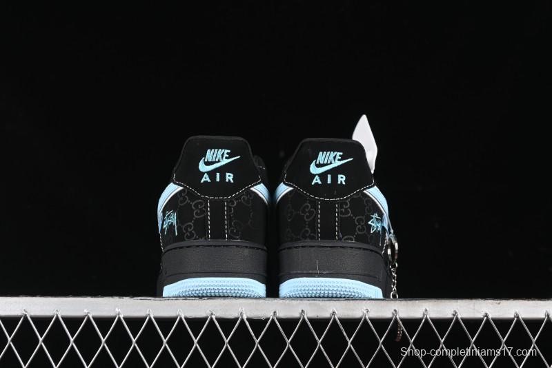 Nike Air Force 1 '07 Low Stussy Collaboration - Black Tiffany Low-Top Casual Sneakers - KK1988-008