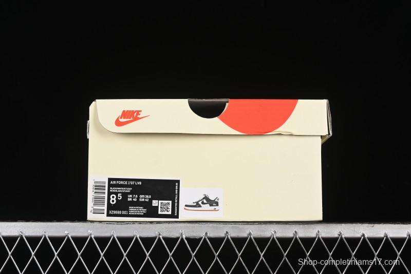 Nike Air Force 1 '07 Low Stussy Collaboration - Black Gum Marked Swoosh Low-Top Casual Sneakers - XZ9688-001