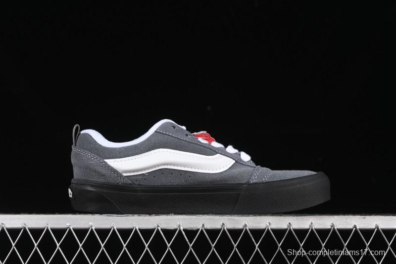 Vans Knu Skool Dark Grey Black Sole Versatile Casual Slip-Resistant Cushioned Platform Sneakers - VN000D22PWT