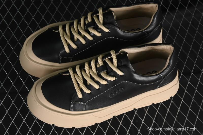 Ecco Street Light Series Autumn Height-Increasing Round-Toe Versatile Casual White Sneakers - 63311901001