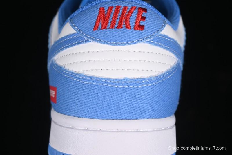 Nike SB Dunk Low Supreme Collaboration - Woven Blue Swoosh Anniversary Custom Low-Top Casual Skate Shoes - KK1888-015