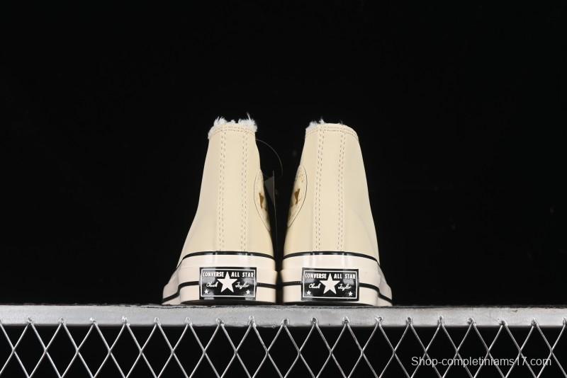 Converse Chuck 1970s Winter Waterproof Leather High-Top Sneakers with Gold Eyelets and Fleece Lining - A12443C