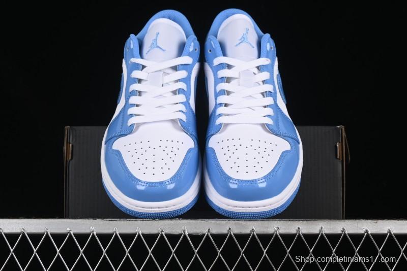 Nike Air Jordan 1 Low AJ1 Patent Leather Blue Casual Sneakers - FZ2138-114