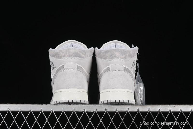 Nike Air Jordan 1 Mid AJ1 Basketball Shoes White Grey - FQ7720-002