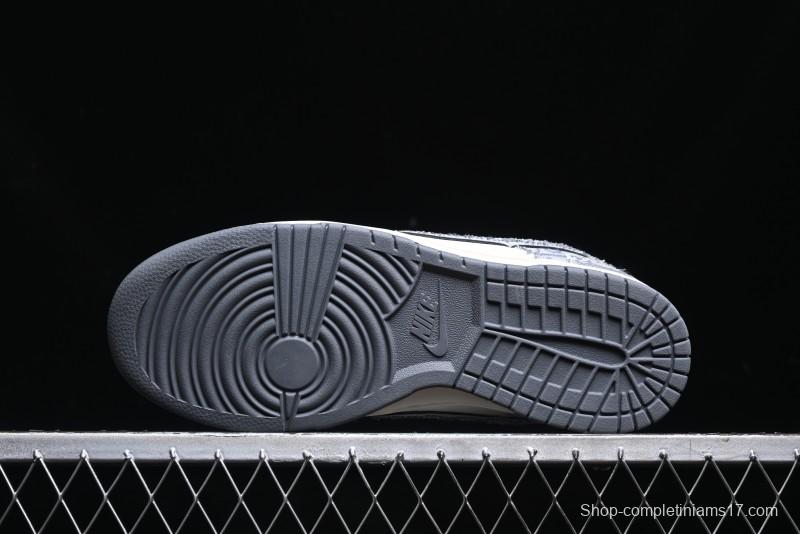 Nike SB Dunk Low Dior Collaboration - Woven Grey Check Anniversary High-End Custom Low-Top Casual Skate Shoes - YX5066-247