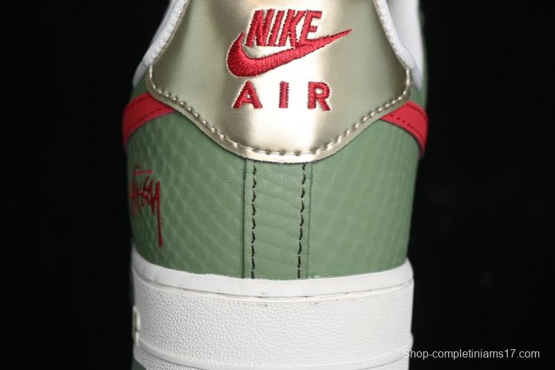 Nike Air Force 1 '07 Low Stussy Collaboration - Snake Green Low-Top Casual Sneakers - KK1988-028