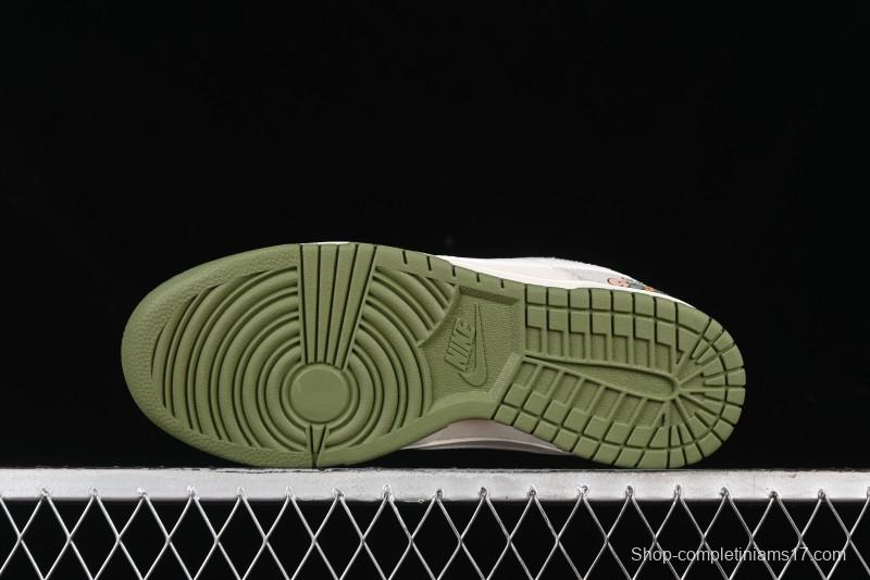 Nike SB Dunk Low Gucci Collaboration - Smoke Green Anniversary High-End Custom Low-Top Casual Skate Shoes - XX2025-389