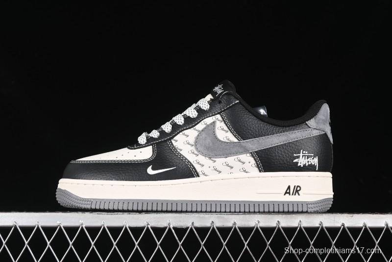 Nike Air Force 1 '07 Low Stussy Collaboration - Black Grey Casual Sneakers - XZ3328-566